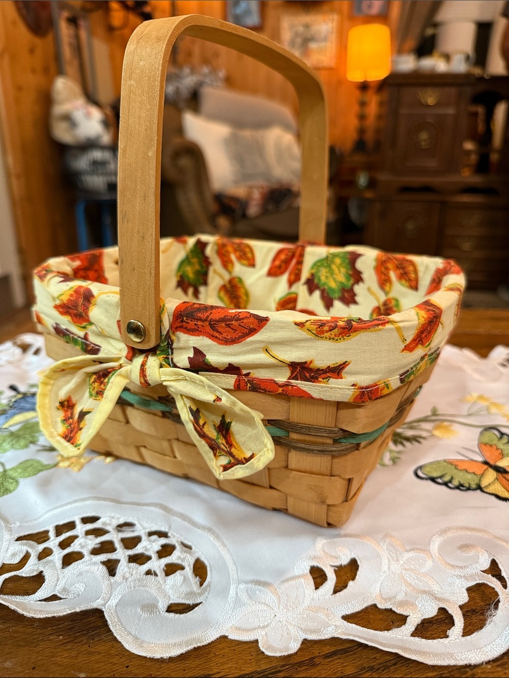 VTG 1996 Longaberger Shades of Autumn Maple Leaf Basket Fabric Liner